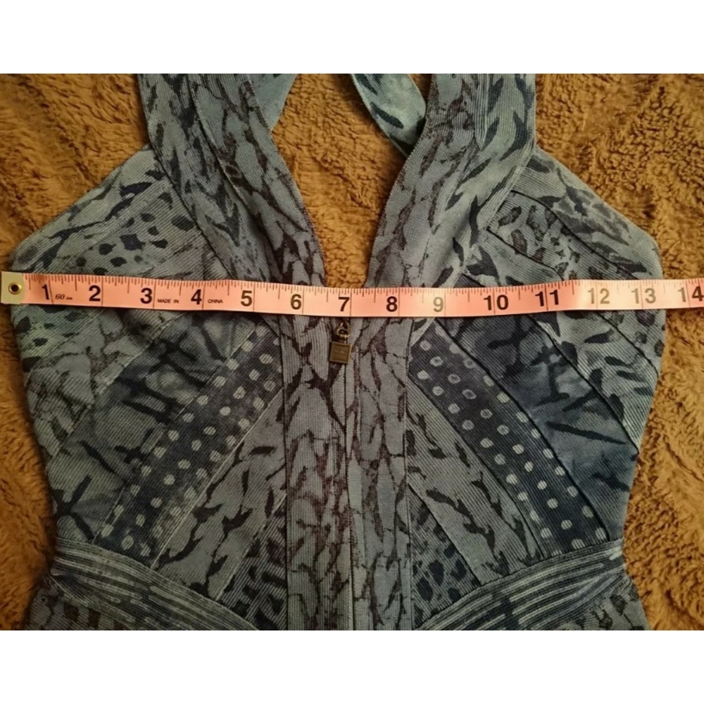 Blue Bandage HERVE LEGER Halter Mini Dress S - Picture 7 of 8